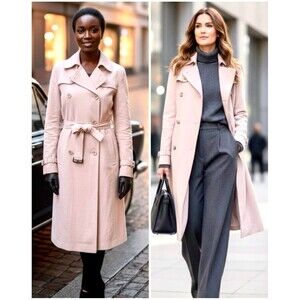 MICHAEL KORS Early 2000s Y2K Blush Pink Double Breasted Suede Trench Coat S